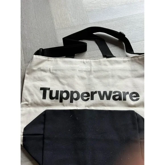 Tupperware 2019 Business Kit Bag Fall Canvas Tote Cream Black Shoulder Strap - Picture 4 of 7